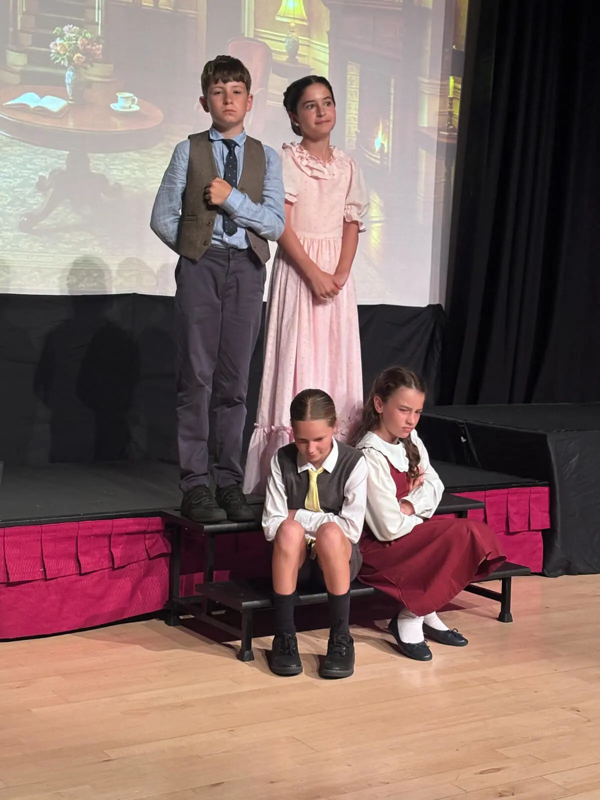 Pupils performing on stage in our Mary Poppins production at Brooke Priory School, a private school in Rutland